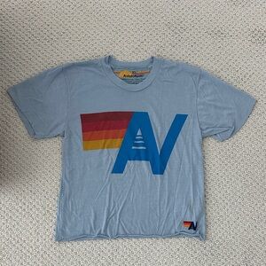 Aviator Nation Sky Blue Tee with Blue AV and Sunset Stripes